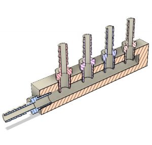 Peltier Hot Side Inlet Manifold Assembly CAD Cross-Sectional View