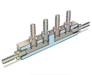 Peltier Hot Side Outlet Manifold Assembly CAD Cross-Sectional View