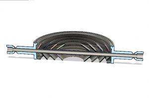 8" Water Cooled Baffle Cross-Sectional View
