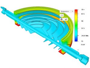 8in Baffle Cross Sectional View - Cooled 25C, 25C Ambient, 25C Diffusion Pump Cooling