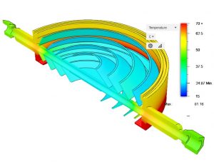 8in Baffle Cross Sectional View - Uncooled, 25C Ambient, 25C Diffusion Pump Cooling