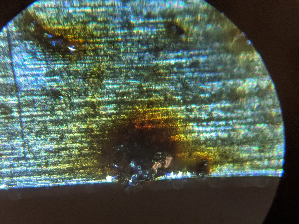 AIS-ILIS1 Ionic Liquid Electrospray Thruster Ignition Test 2 Analysis - Extractor Aperture Microscope 3