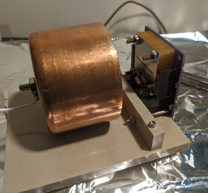 AIS-ILIS1 Ionic Liquid Electrospray Thruster V5 Assembly on Faraday Cup Test Stand