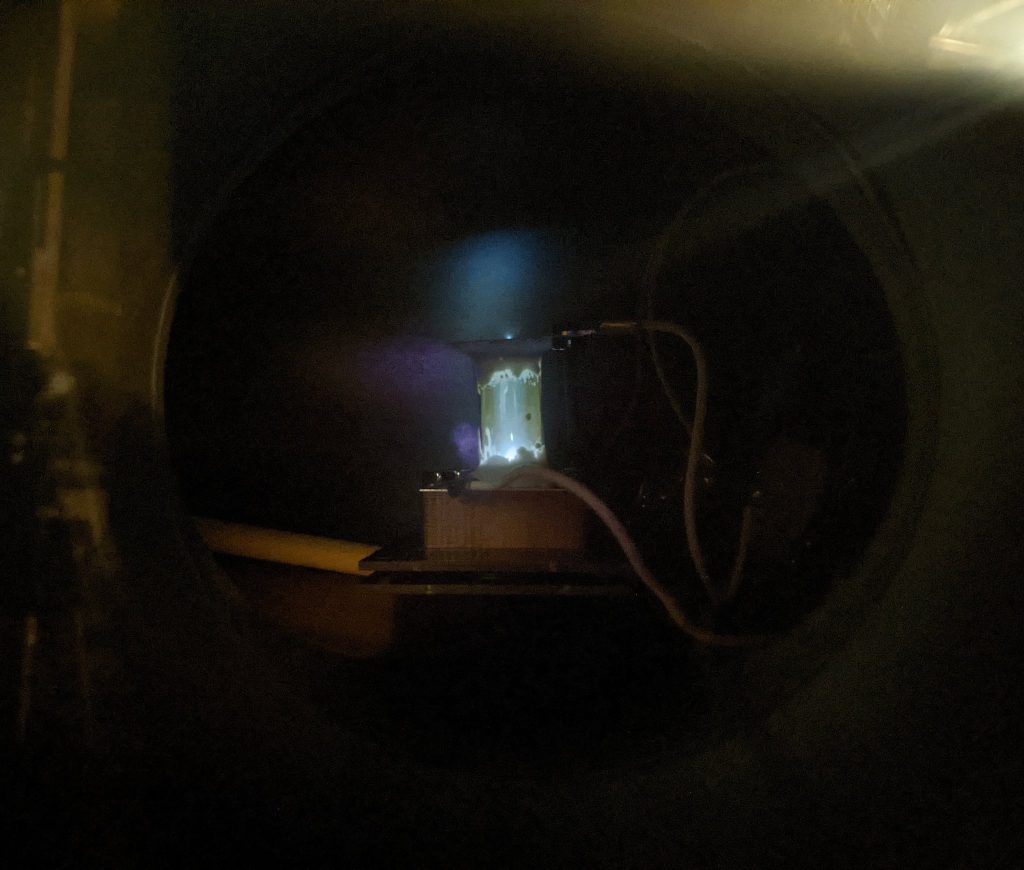 Adamantane Sublimation and Glow Discharge Ionization Test 1 - Adamantane Plasma Discharge